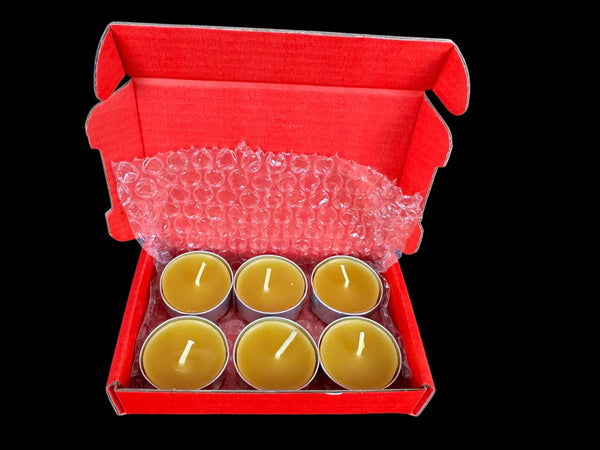 Hand-Poured Pure Beeswax Tea Lights (6-Pack) The Dancing Bee/PNW Honey Company