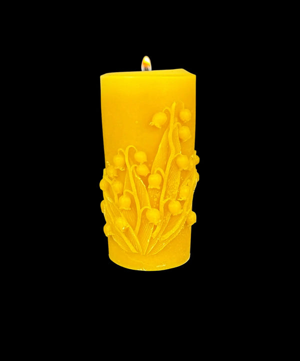 Pure Beeswax Bluebell Pillar Candle – Hand-Poured Elegance The Dancing Bee/PNW Honey Company