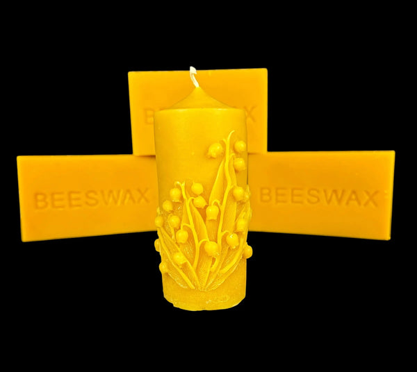 Pure Beeswax Bluebell Pillar Candle – Hand-Poured Elegance The Dancing Bee/PNW Honey Company